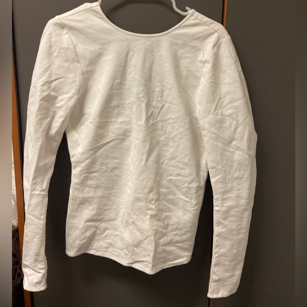 COS White Long Sleeves Back Tie Top Blouse